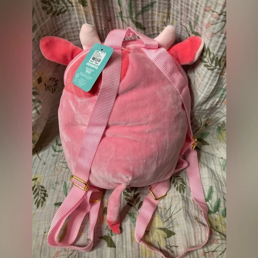 Squishmallow 10” Plush Backpack - Calynda the Pink Strawberry Cow